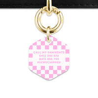 Bailey&Bone Pet Tag Pink And White Checkers Pet Tag