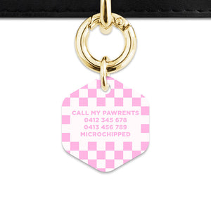 Bailey&Bone Pet Tag Pink And White Checkers Pet Tag