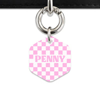 Bailey&Bone Pet Tag Pink And White Checkers Pet Tag