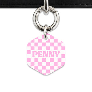 Bailey&Bone Pet Tag Pink And White Checkers Pet Tag