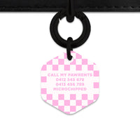 Bailey&Bone Pet Tag Pink And White Checkers Pet Tag