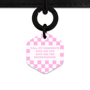 Bailey&Bone Pet Tag Pink And White Checkers Pet Tag