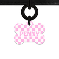 Bailey&Bone Pet Tag Pink And White Checkers Pet Tag