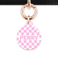Bailey&Bone Pet Tag Pink And White Checkers Pet Tag