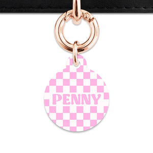Bailey&Bone Pet Tag Pink And White Checkers Pet Tag