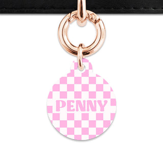 Bailey&Bone Pet Tag Pink And White Checkers Pet Tag