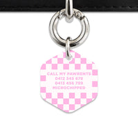 Bailey&Bone Pet Tag Pink And White Checkers Pet Tag