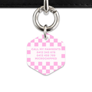 Bailey&Bone Pet Tag Pink And White Checkers Pet Tag