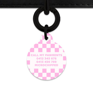 Bailey&Bone Pet Tag Pink And White Checkers Pet Tag