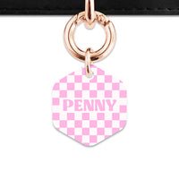 Bailey&Bone Pet Tag Pink And White Checkers Pet Tag