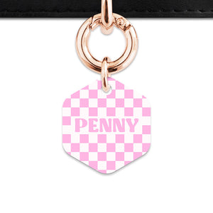 Bailey&Bone Pet Tag Pink And White Checkers Pet Tag