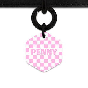 Bailey&Bone Pet Tag Pink And White Checkers Pet Tag