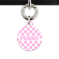Bailey&Bone Pet Tag Pink And White Checkers Pet Tag