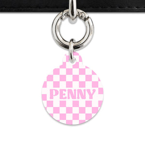 Bailey&Bone Pet Tag Pink And White Checkers Pet Tag
