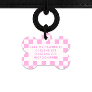 Bailey&Bone Pet Tag Pink And White Checkers Pet Tag