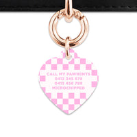 Bailey&Bone Pet Tag Pink And White Checkers Pet Tag