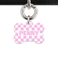 Bailey&Bone Pet Tag Pink And White Checkers Pet Tag