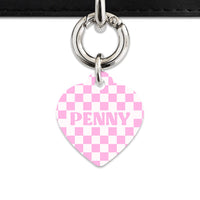 Bailey&Bone Pet Tag Pink And White Checkers Pet Tag
