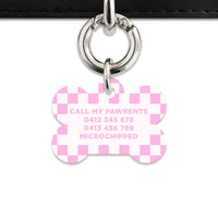 Bailey&Bone Pet Tag Pink And White Checkers Pet Tag