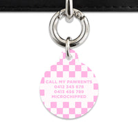 Bailey&Bone Pet Tag Pink And White Checkers Pet Tag