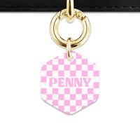 Bailey&Bone Pet Tag Pink And White Checkers Pet Tag