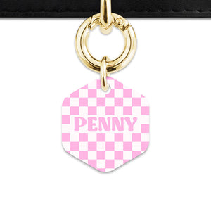 Bailey&Bone Pet Tag Pink And White Checkers Pet Tag