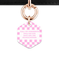 Bailey&Bone Pet Tag Pink And White Checkers Pet Tag