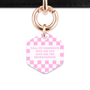 Bailey&Bone Pet Tag Pink And White Checkers Pet Tag