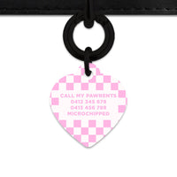 Bailey&Bone Pet Tag Pink And White Checkers Pet Tag