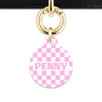 Bailey&Bone Pet Tag Pink And White Checkers Pet Tag