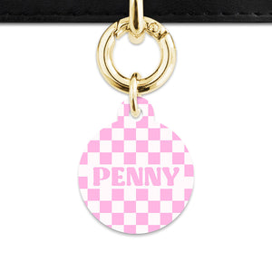 Bailey&Bone Pet Tag Pink And White Checkers Pet Tag