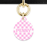 Bailey&Bone Pet Tag Pink And White Checkers Pet Tag