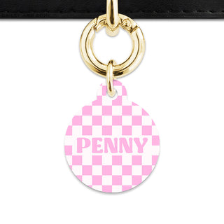 Bailey&Bone Pet Tag Pink And White Checkers Pet Tag