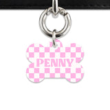 Bailey&Bone Pet Tag Pink And White Checkers Pet Tag