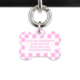 Bailey&Bone Pet Tag Pink And White Checkers Pet Tag