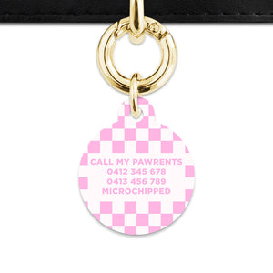 Bailey&Bone Pet Tag Pink And White Checkers Pet Tag
