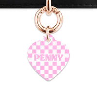 Bailey&Bone Pet Tag Pink And White Checkers Pet Tag