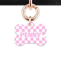 Bailey&Bone Pet Tag Pink And White Checkers Pet Tag