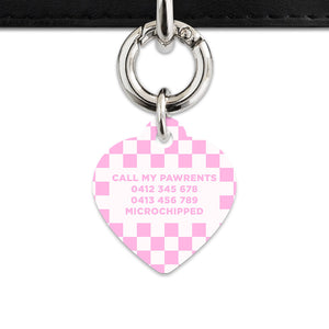 Bailey&Bone Pet Tag Pink And White Checkers Pet Tag