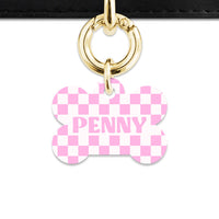 Bailey&Bone Pet Tag Pink And White Checkers Pet Tag