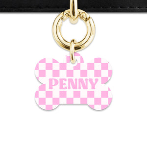 Bailey&Bone Pet Tag Pink And White Checkers Pet Tag