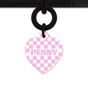 Bailey&Bone Pet Tag Pink And White Checkers Pet Tag