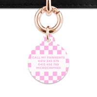 Bailey&Bone Pet Tag Pink And White Checkers Pet Tag