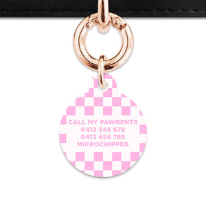 Bailey&Bone Pet Tag Pink And White Checkers Pet Tag