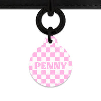 Bailey&Bone Pet Tag Pink And White Checkers Pet Tag