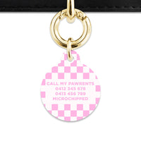Bailey&Bone Pet Tag Pink And White Checkers Pet Tag