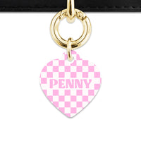 Bailey&Bone Pet Tag Pink And White Checkers Pet Tag