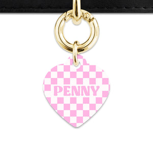 Bailey&Bone Pet Tag Pink And White Checkers Pet Tag