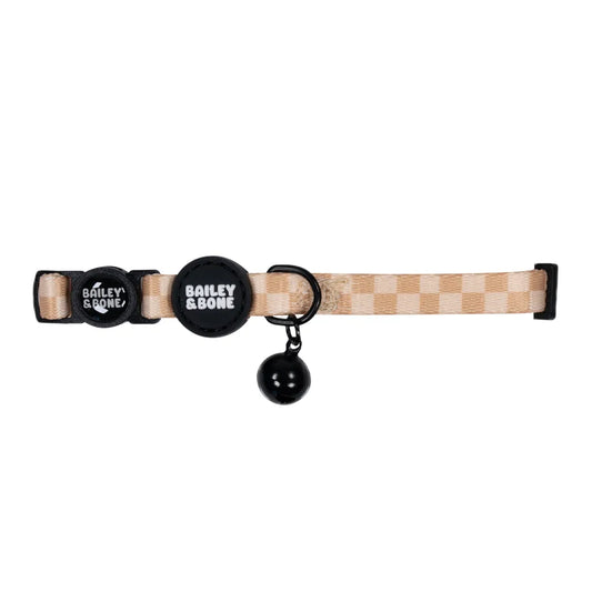 Beige And Tan Checkers Cat Collar