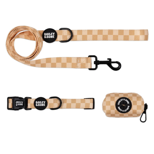 Beige and Tan Checkers Collar Bundle